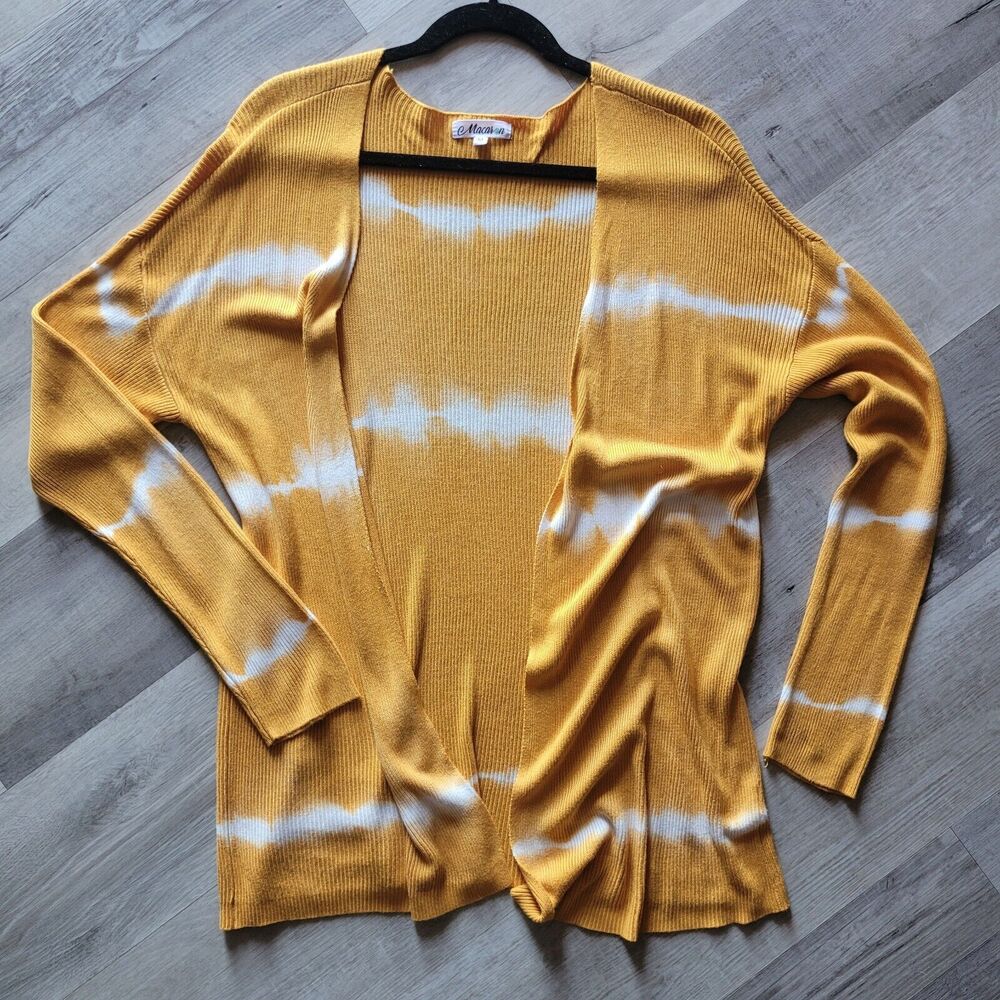 Boutique 100% Rayon Tie Dye Mustard Yellow Fall Boho Loose Fit Stretchy Medium